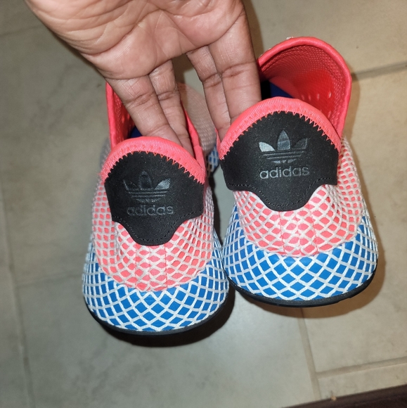 Sz 11 adidas Deerupt Solar Red Bluebird CQ2624 Men's. White Lace included. - Picture 3 of 4